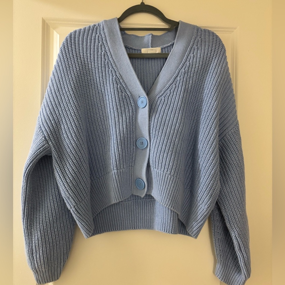 Blue Cropped Women's Sweater